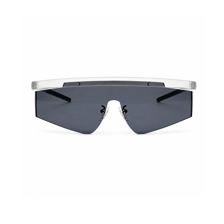 LH217 Shield-style Sunglasses in White / grey — front view