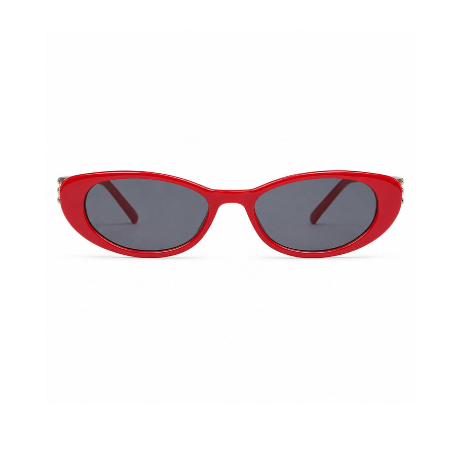lh274 Narrow oval Sunglasses in Red / grey — front view