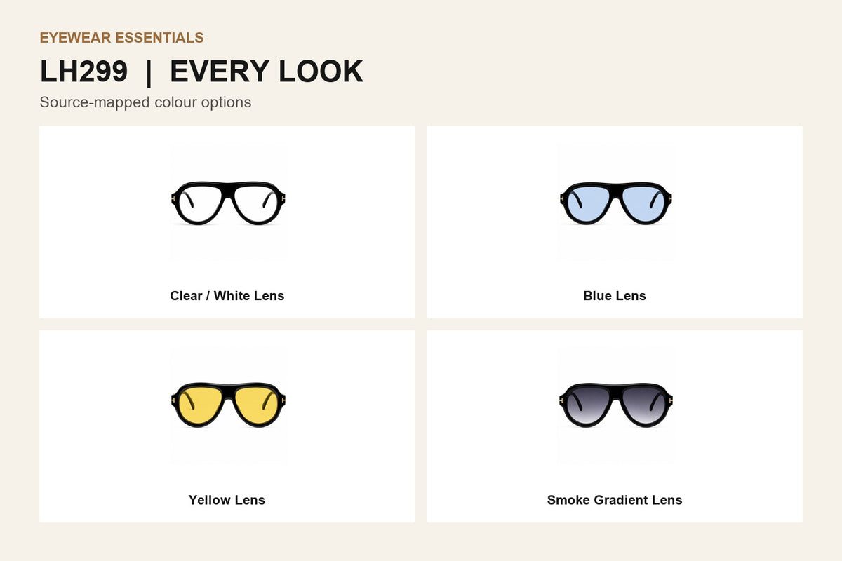 LH299 Eyewear Essentials source-mapped colour options