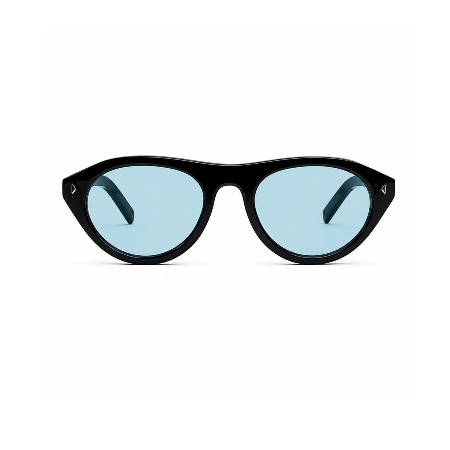 LH306 Unisex Round Sunglasses in Black / Blue — front view