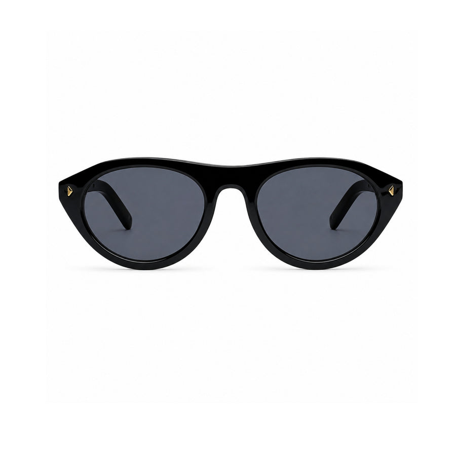 LH306 Unisex Round Sunglasses in Black / Smoke — front view
