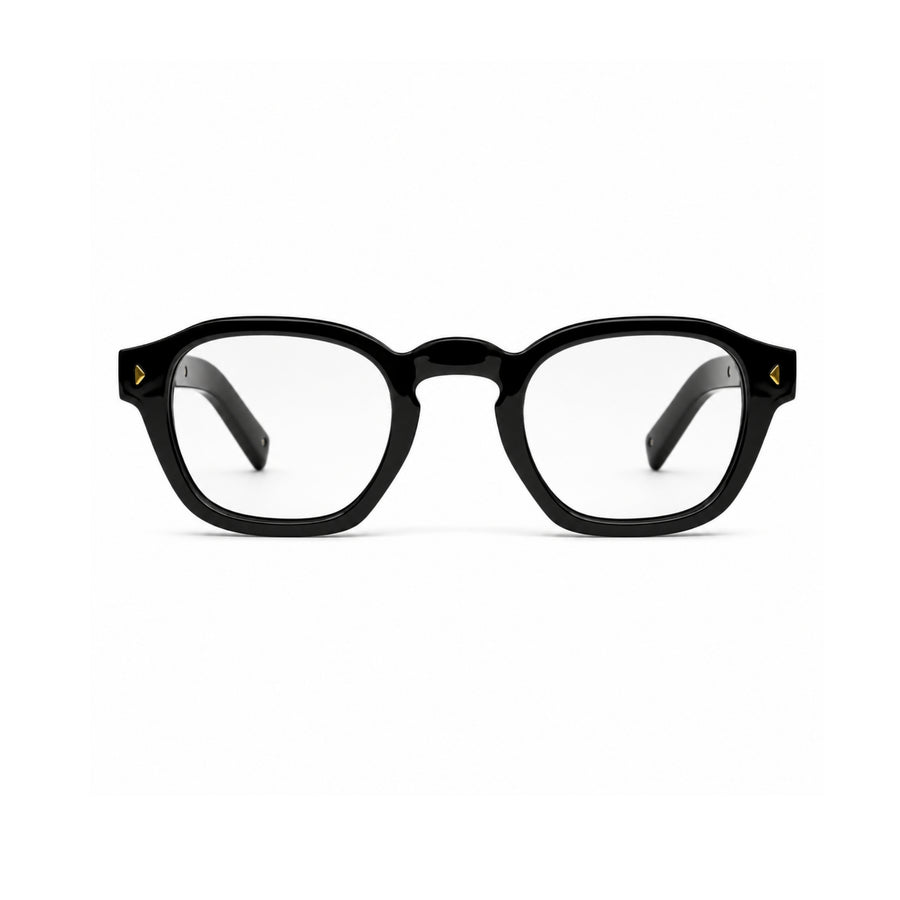 lh331 Rounded Square Sunglasses in Black / clear appearance — front view