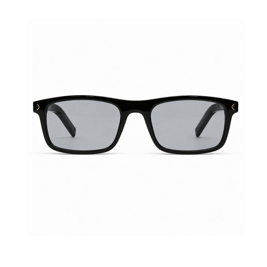 LH346 Rectangle Sunglasses in Black / light grey — front view