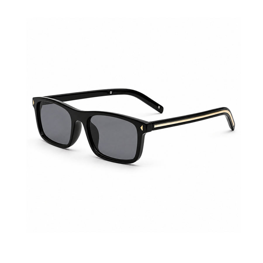 LH346 Rectangle Sunglasses in Black / light grey — three-quarter view