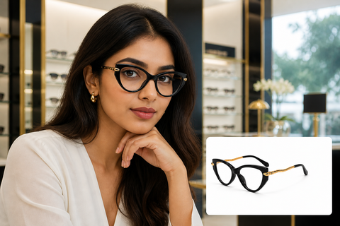 LH160 Cat-Eye Eyeglass Frame - on model
