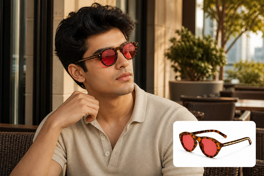 LH306 Unisex Round Sunglasses — model wearing