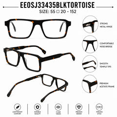 QIRALI 22118 Black Tortoise handmade acetate eyeglasses – view 5