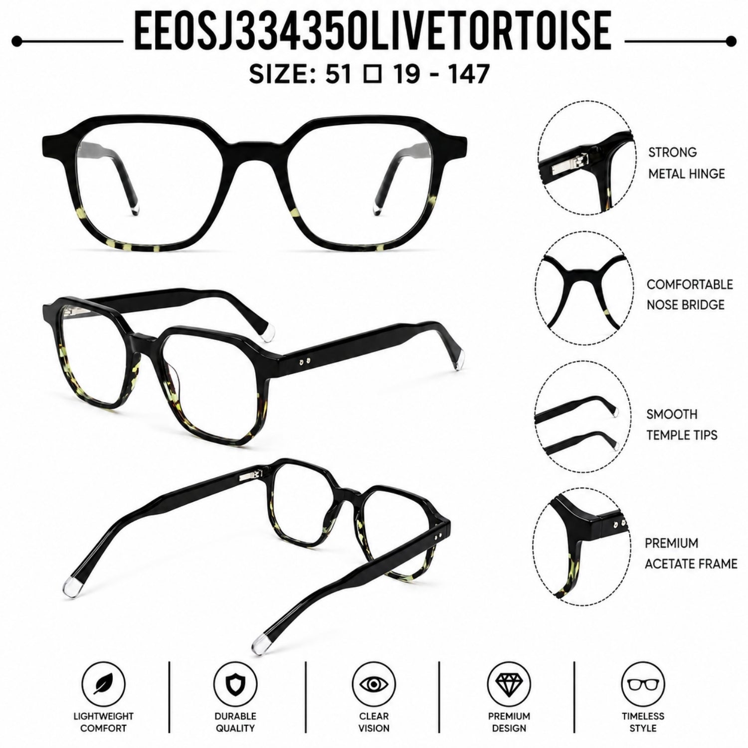 QIRALI 2911 Olive Tortoise handmade acetate eyeglasses – view 5