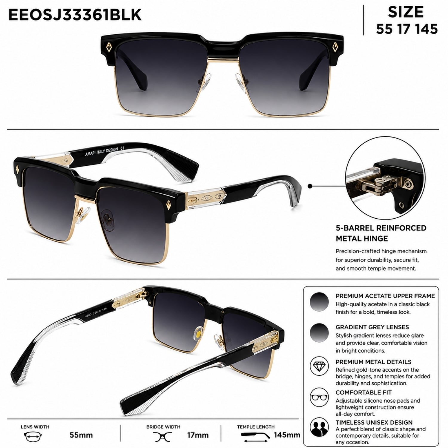 QIRALI 6304 sunglasses in Black — view 5