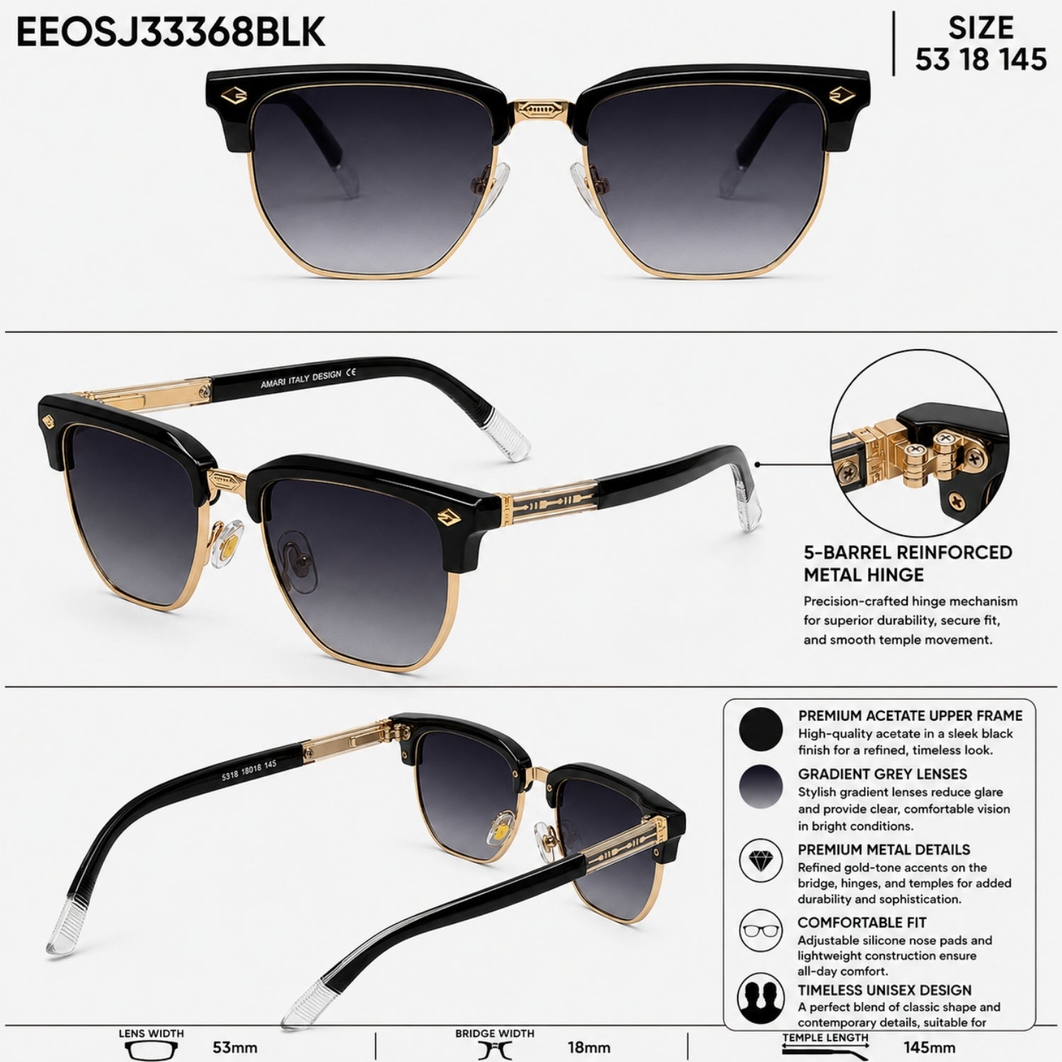 QIRALI 6318 sunglasses in Black — view 5