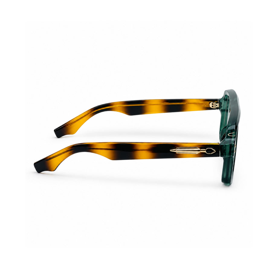 V002 VERLIN Navigator Optical Frame in Green Tortoise — side view