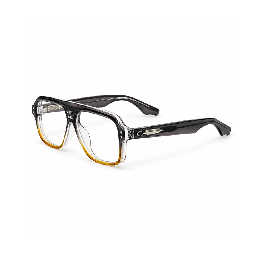 V002 VERLIN Navigator Optical Frame in Grey Amber — three-quarter view