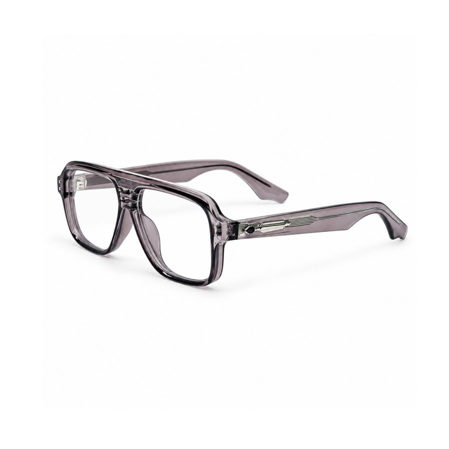 V002 VERLIN Navigator Optical Frame in Grey Crystal — three-quarter view