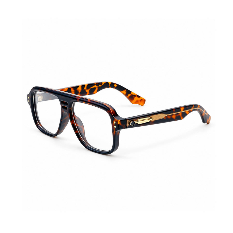 V002 VERLIN Navigator Optical Frame in Tortoise — three-quarter view