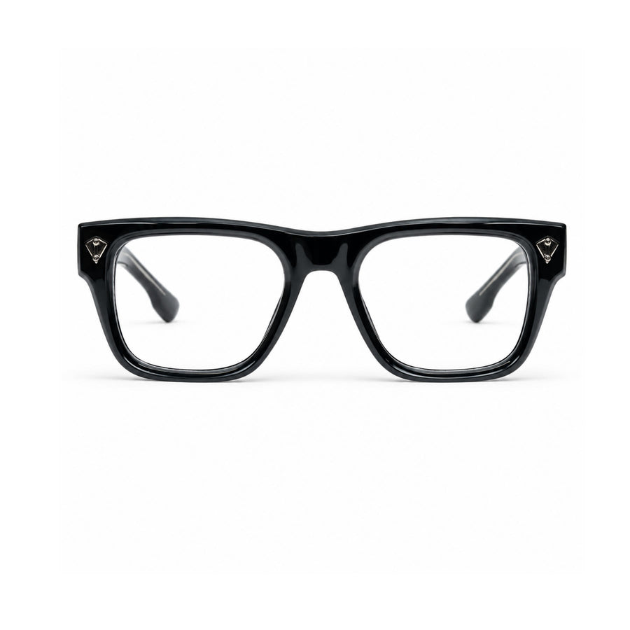 V003 VERLIN Rectangle Optical Frame in Black Silver — front view