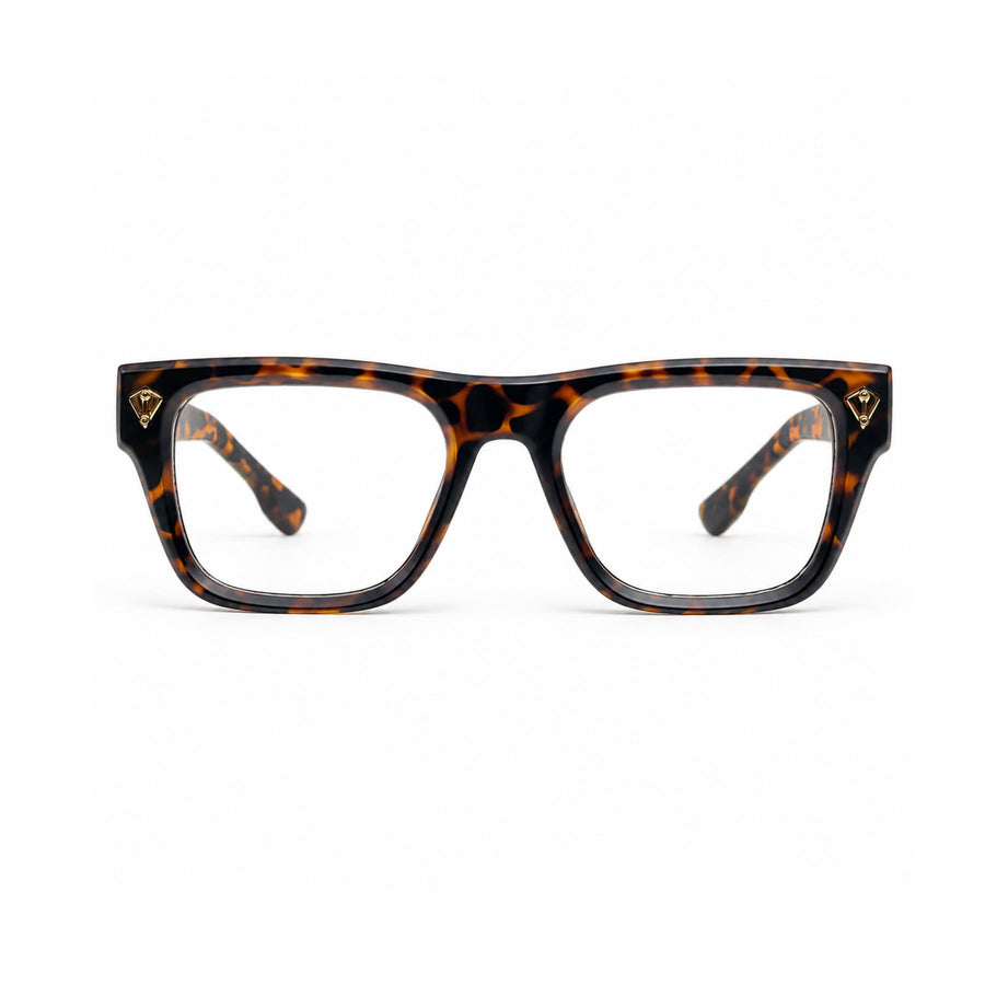 V003 VERLIN Rectangle Optical Frame in Tortoise — front view