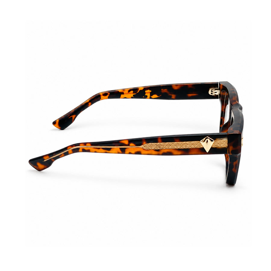 V003 VERLIN Rectangle Optical Frame in Tortoise — side view