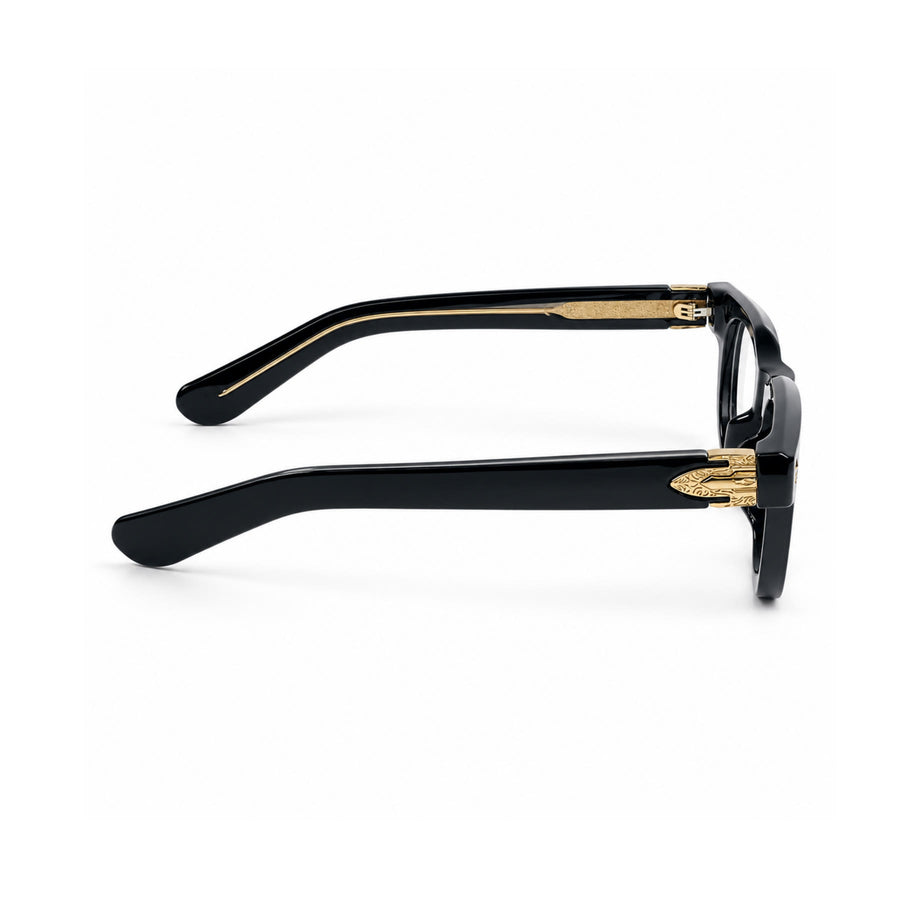 V004 VERLIN Round Optical Frame in Black Gold — side view