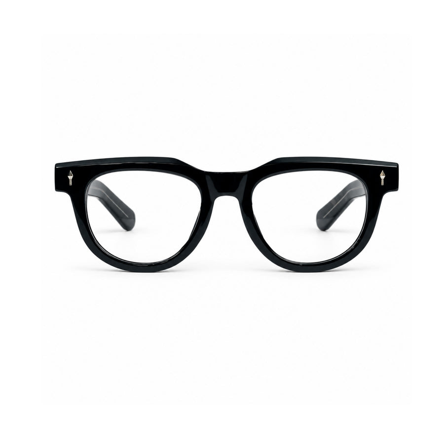 V004 VERLIN Round Optical Frame in Black Silver — front view