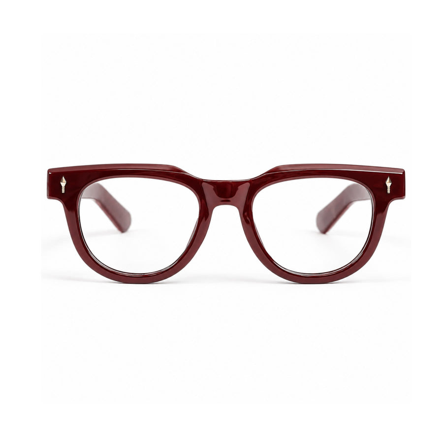 V004 VERLIN Round Optical Frame in Burgundy — front view