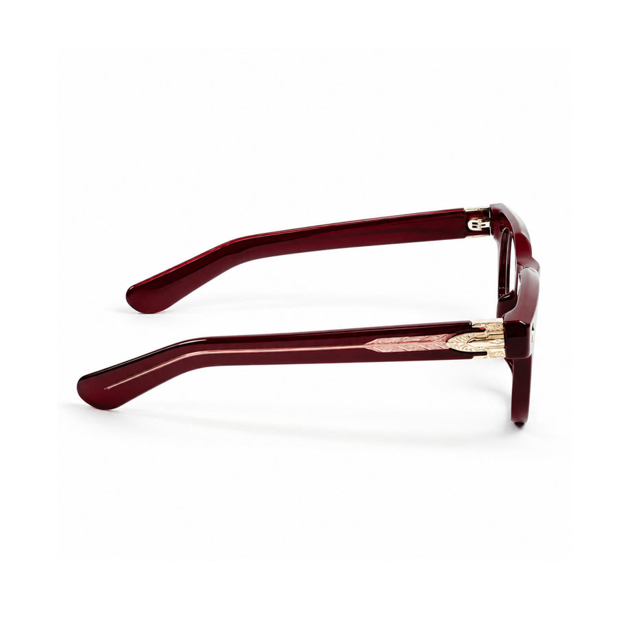 V004 VERLIN Round Optical Frame in Burgundy — side view