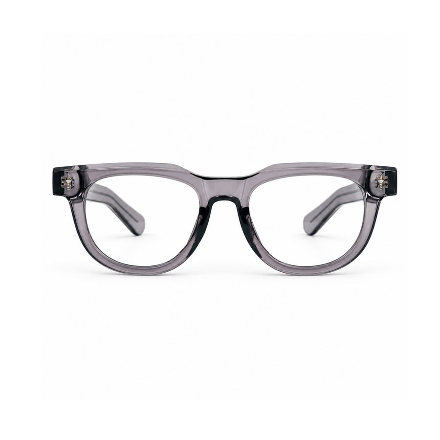 V004 VERLIN Round Optical Frame in Grey Crystal — front view