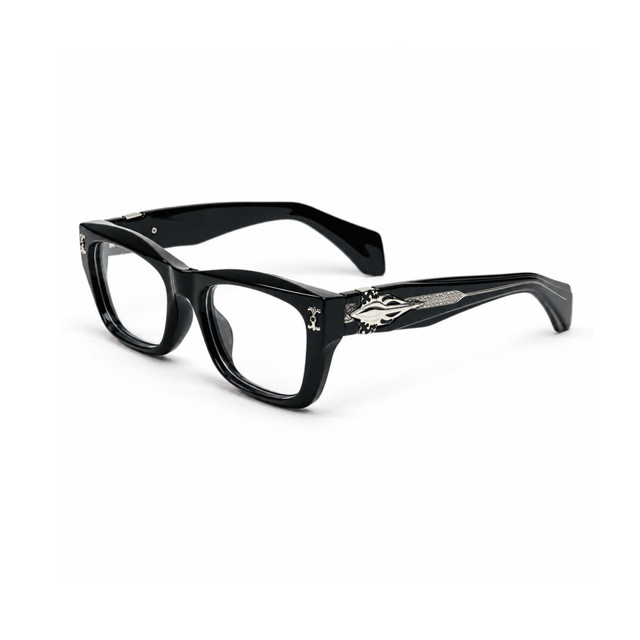 V005 VERLIN Rectangle Optical Frame in Black — three-quarter view