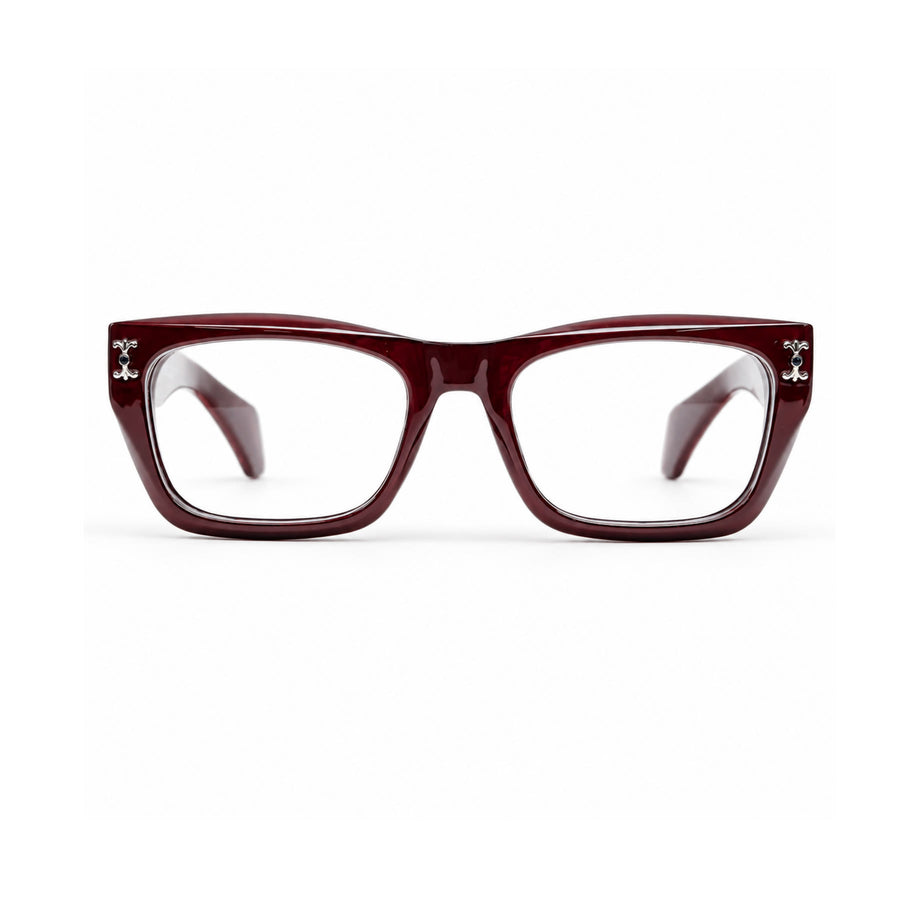 V005 VERLIN Rectangle Optical Frame in Burgundy — front view