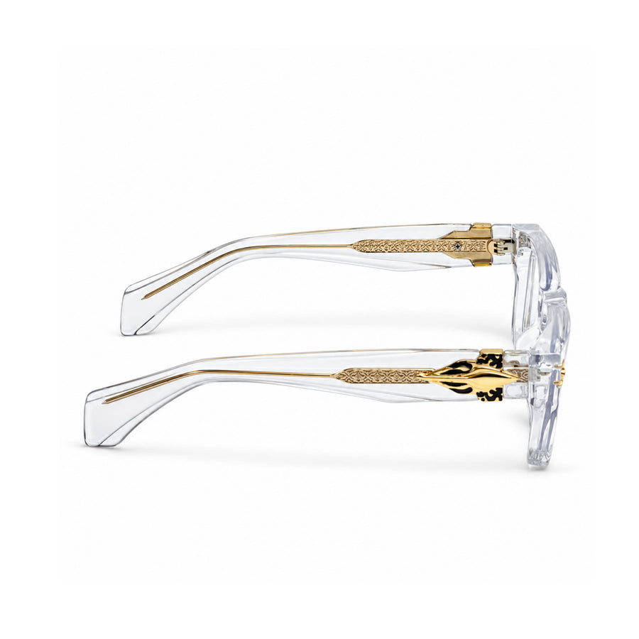 V005 VERLIN Rectangle Optical Frame in Crystal Clear — side view
