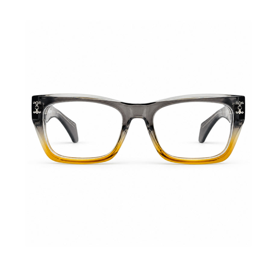 V005 VERLIN Rectangle Optical Frame in Grey Amber — front view