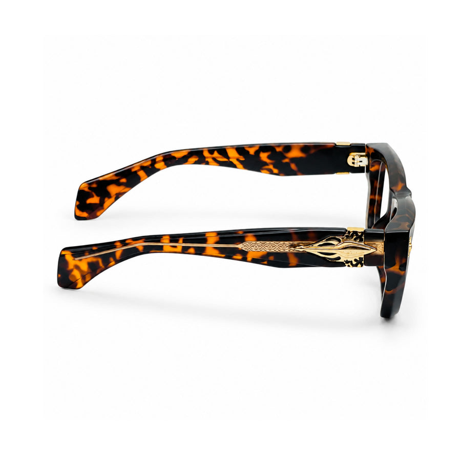 V005 VERLIN Rectangle Optical Frame in Tortoise — side view