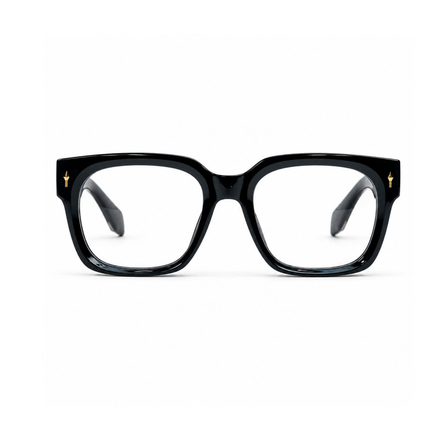 V007 VERLIN Square Optical Frame in Black Gold — front view