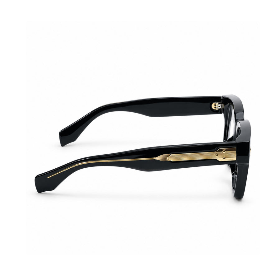 V007 VERLIN Square Optical Frame in Black Gold — side view