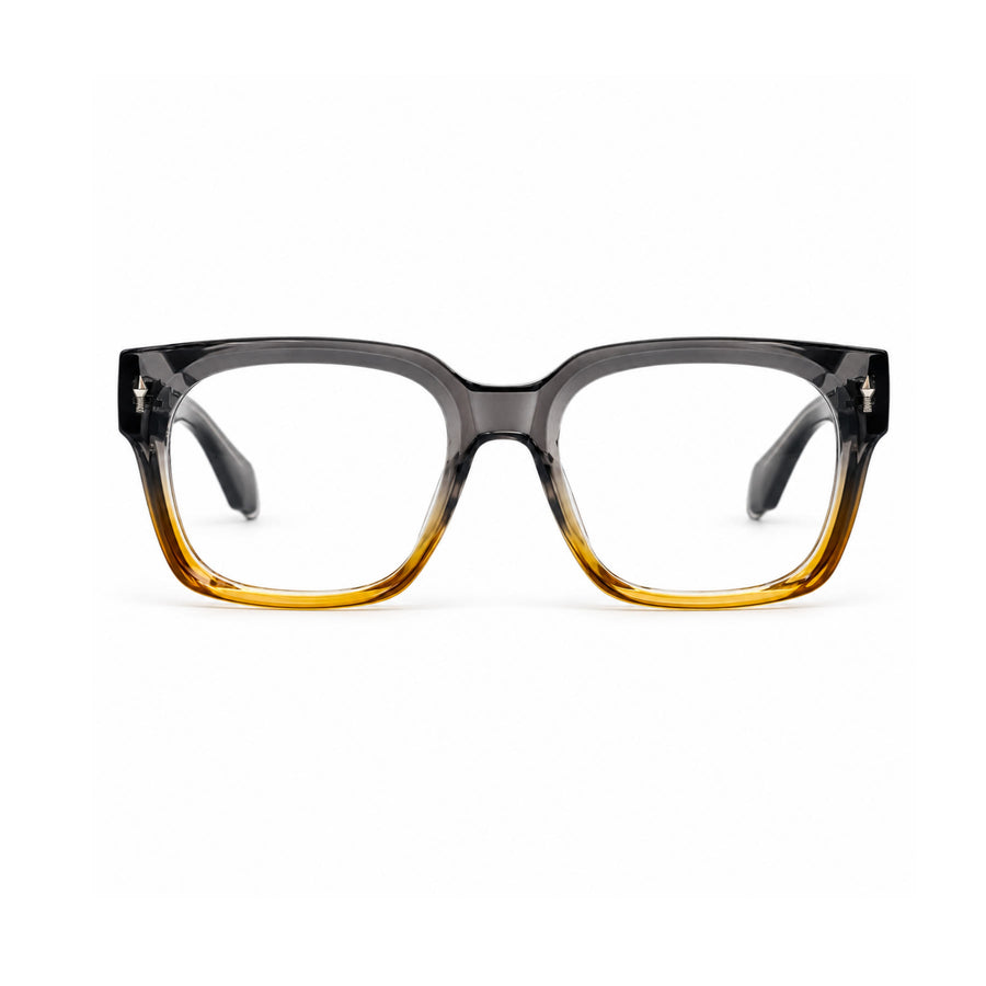 V007 VERLIN Square Optical Frame in Grey Amber — front view