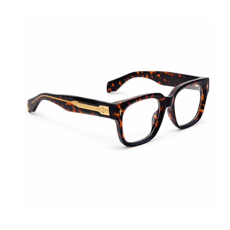 V007 VERLIN Square Optical Frame in Tortoise — three-quarter view (opposite side)