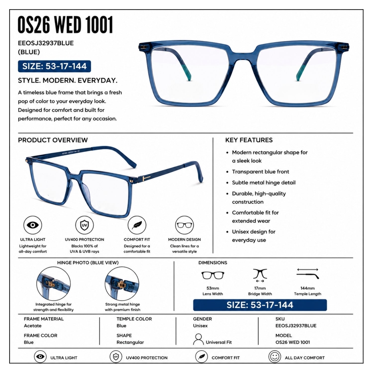 VERLIN 161001 Blue eyeglasses — view 5