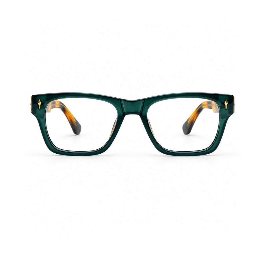 VM001 VERLIN Rectangle Optical Frame in Green Tortoise — front view