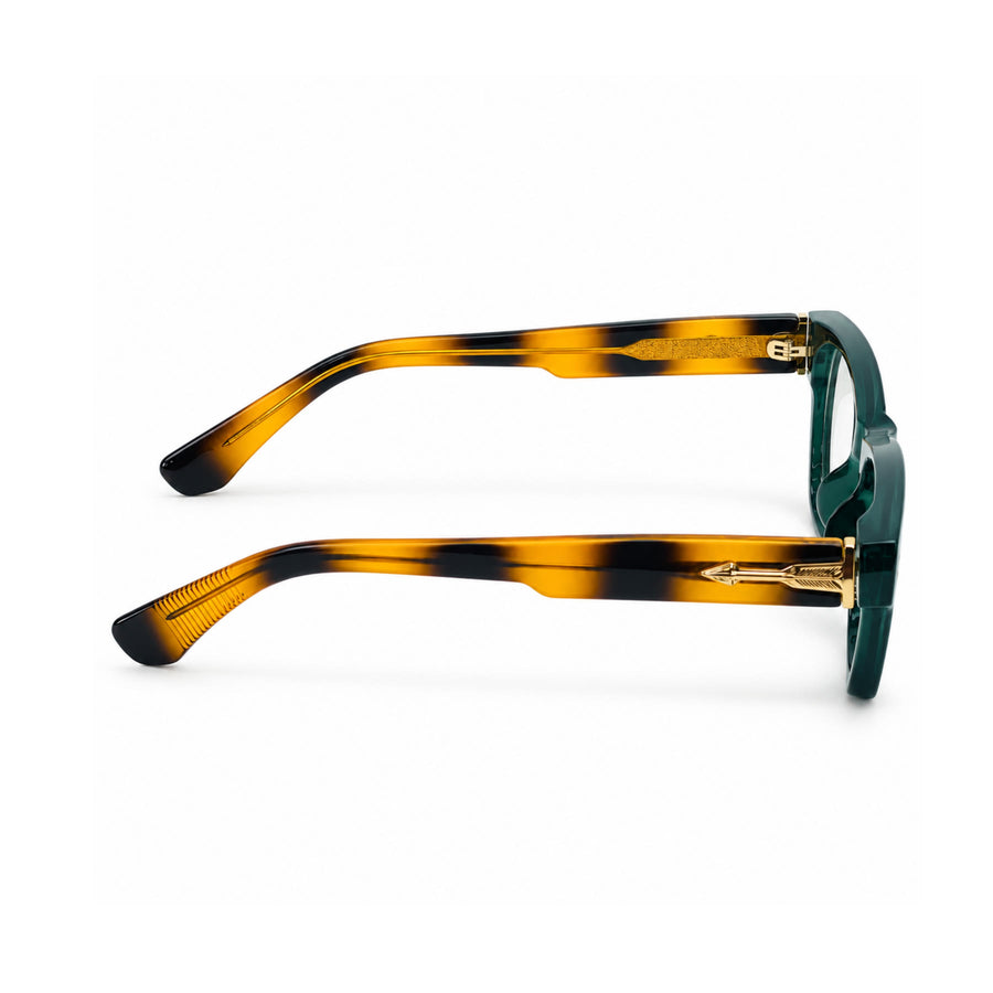 VM001 VERLIN Rectangle Optical Frame in Green Tortoise — side view