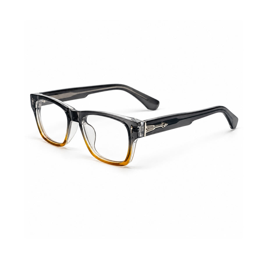 VM001 VERLIN Rectangle Optical Frame in Grey Amber — three-quarter view