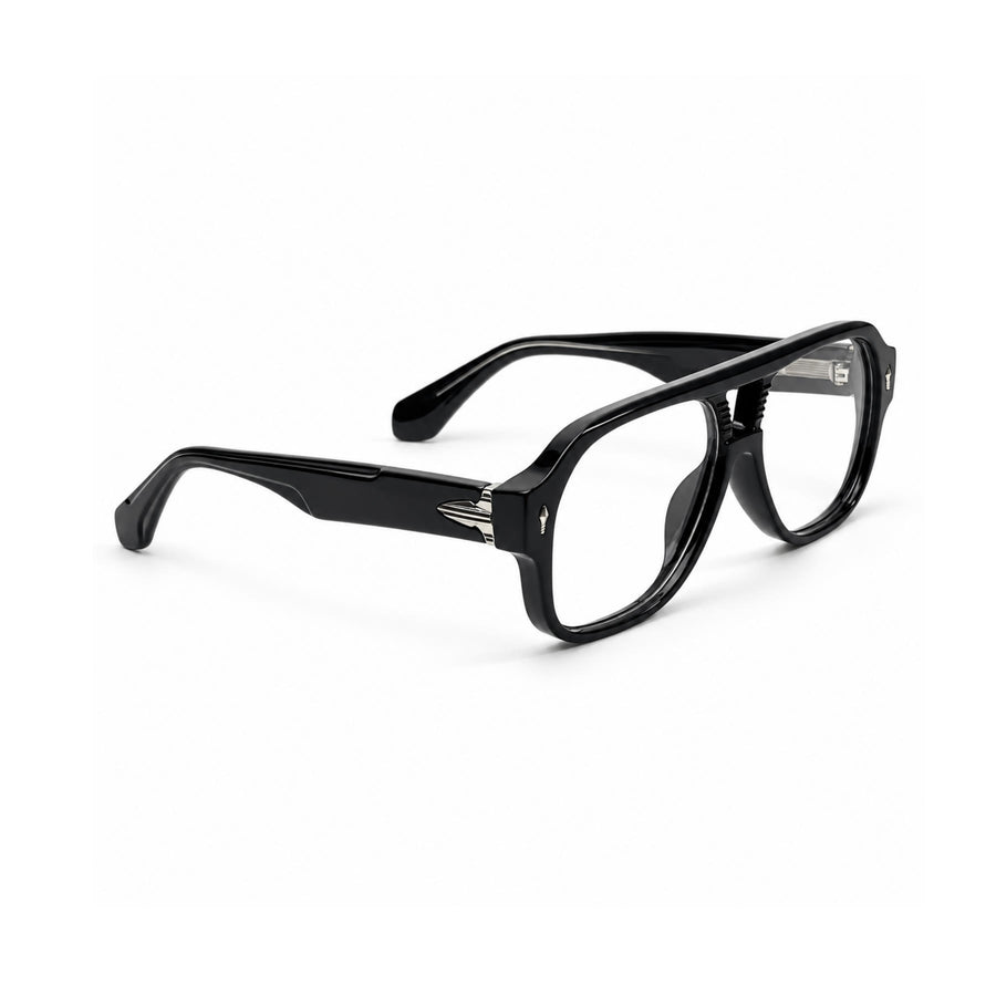 VM008 VERLIN Navigator Optical Frame in Black Silver — three-quarter view (opposite side)