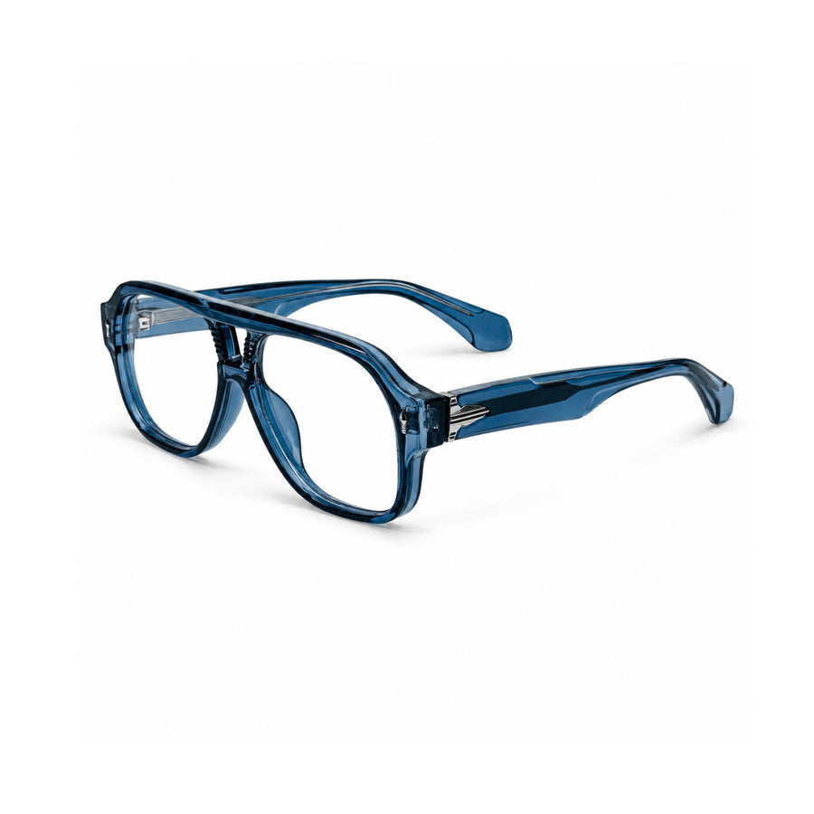VM008 VERLIN Navigator Optical Frame in Blue — three-quarter view