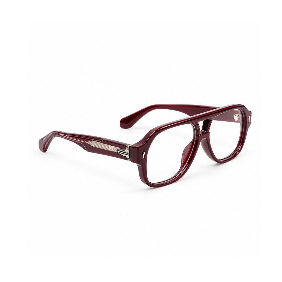 VM008 VERLIN Navigator Optical Frame in Burgundy — three-quarter view (opposite side)