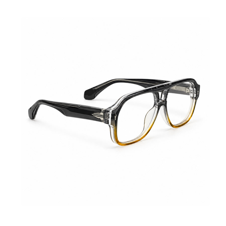 VM008 VERLIN Navigator Optical Frame in Grey Amber — three-quarter view (opposite side)