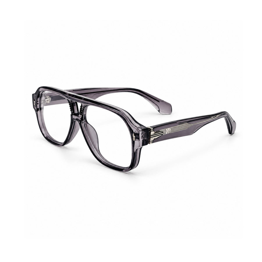 VM008 VERLIN Navigator Optical Frame in Grey Crystal — three-quarter view